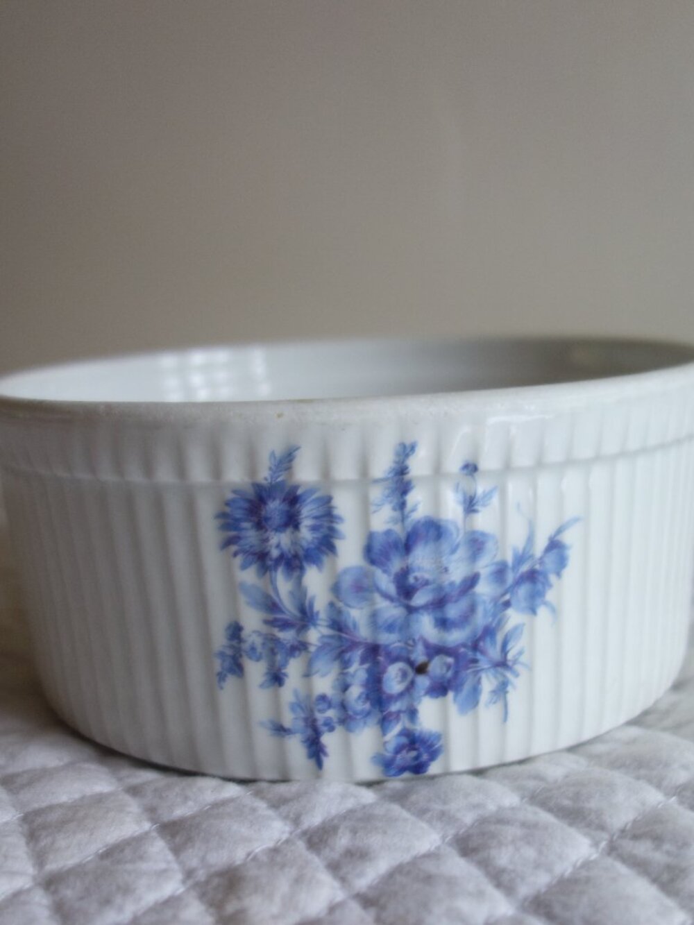 CORDON BLEU BIA France Casserole Souffle Dish - Blue White Floral